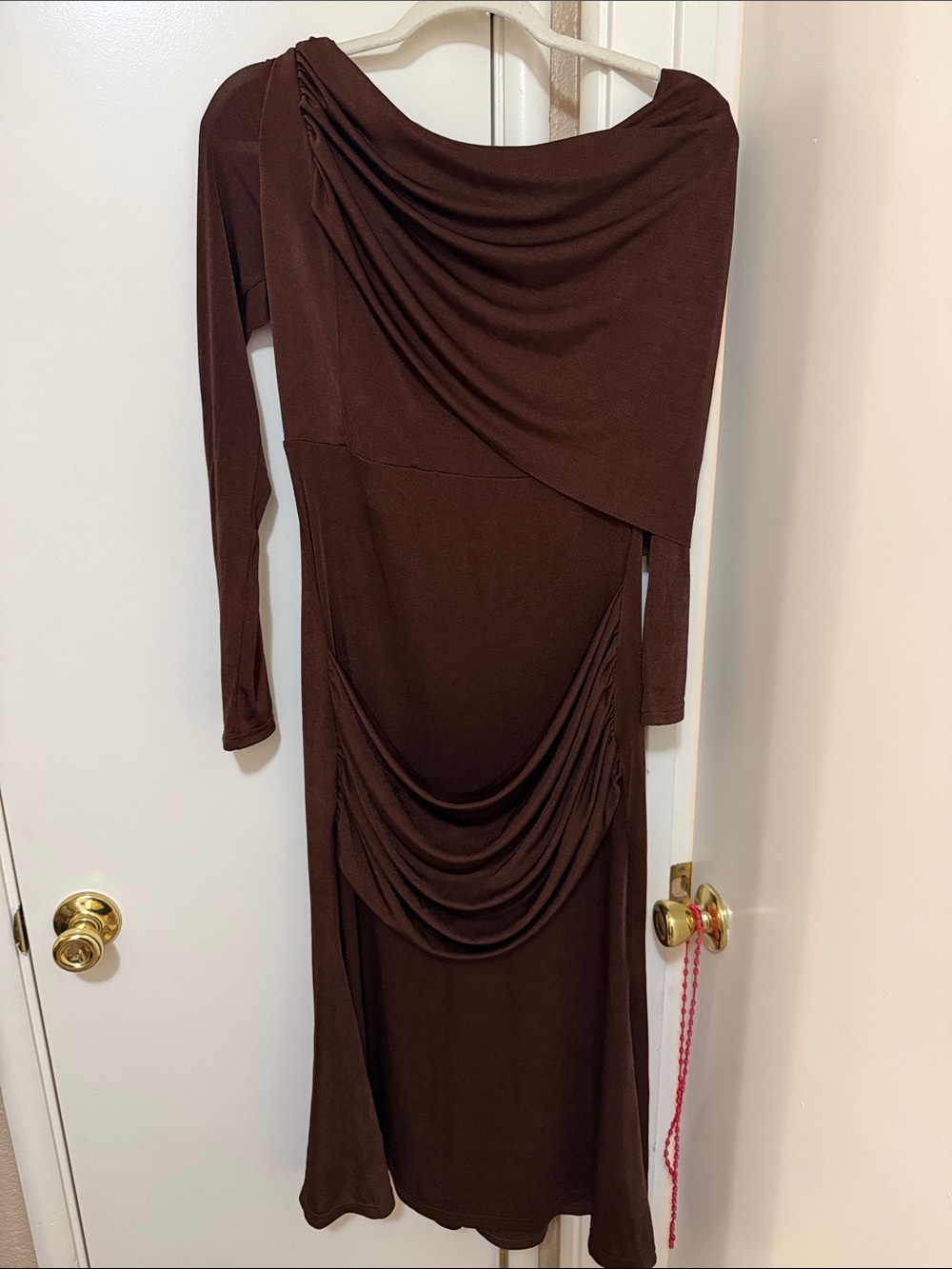 Fashion Nova Brown Draped Maxi Dress